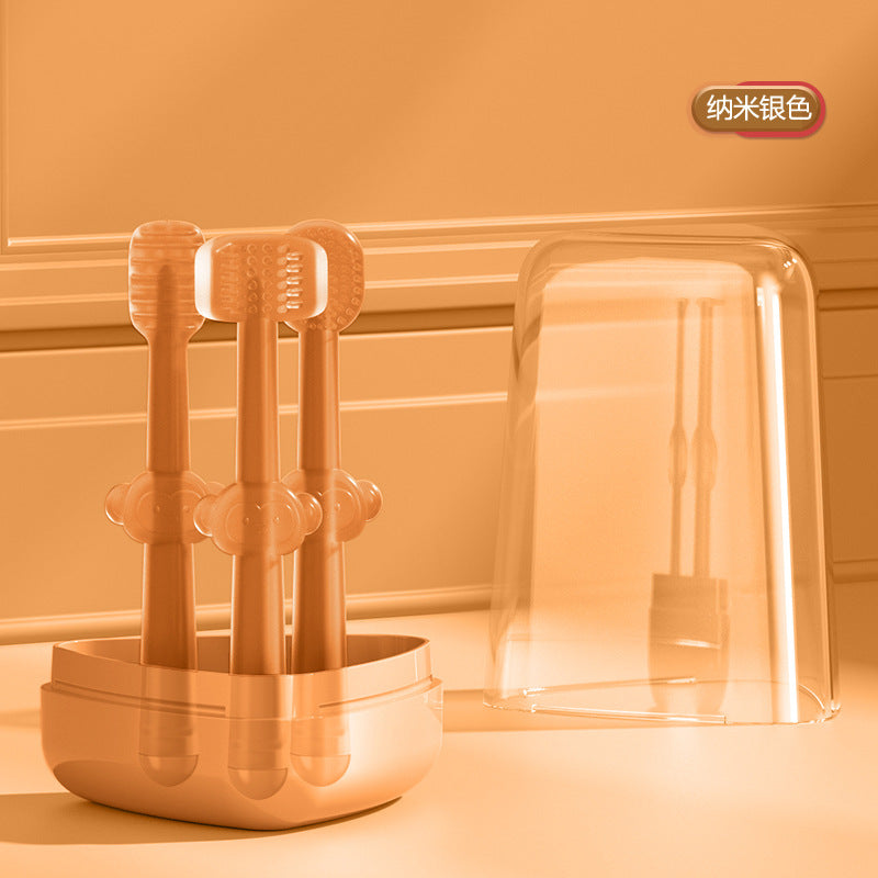 Children's toothbrush baby teeth silicone toothbrush newborn year old tongue brush oral cleaning three-piece set including mouthwash cup