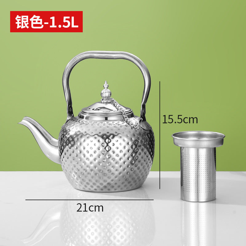 Bobo kettle cross-border hammered stainless steel old-fashioned teapot middle eastern spherical water kettle handle with filter restaurant for home
