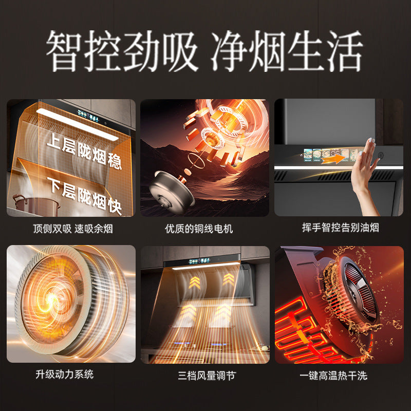 Wholesale royalstar high suction range hood for home kitchen new arrival small rental roof side double range hood