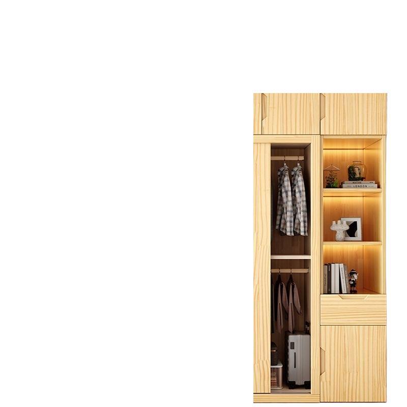 Solid wood wardrobe, all solid wood, thickened, scandinavian style, sliding door wardrobe, casualfor home bedroom, large capacity storage cabinet