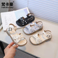 Vancahao girls' pearl & floral princess sandals -  summer new arrivals: stylish soft-soled beach sandals for kids