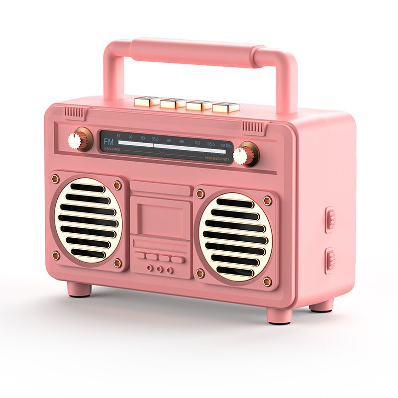 New retro bluetooth speaker - super loud volume, small home audio system with 9d surround sound, deep bass, and card slot - nostalgic sound