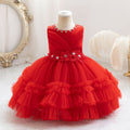 Exportnew arrival female flower girl evening dress tutu cake princess dress first birthday dress baby dress