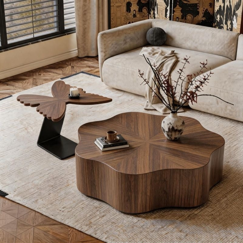 Butterfly coffee table can be rotated new chinoiserie normcore coffee table living room for home medieval style environmental-friendly petal cloud tea table