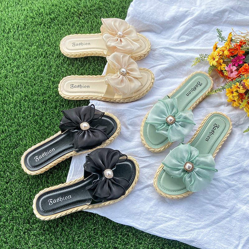 Summer new arrivals: women's fashion pearl & floral flip-flops - perfect for beach, vacation, and everyday wear. versatile, flat, non-slip thong sandals