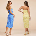 C7742 cross-border    new women's bandeau dress with 3d embroidery, french style banquet dress