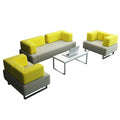 Casual office sofa coffee table combination, reception room, rest area, genuine leather sofa, three-slot sofa combination