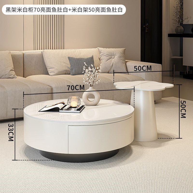 Round slate coffee table combination living room for home italian normcore tea table large and small apartmentaccessible luxuryclassy sense tea table