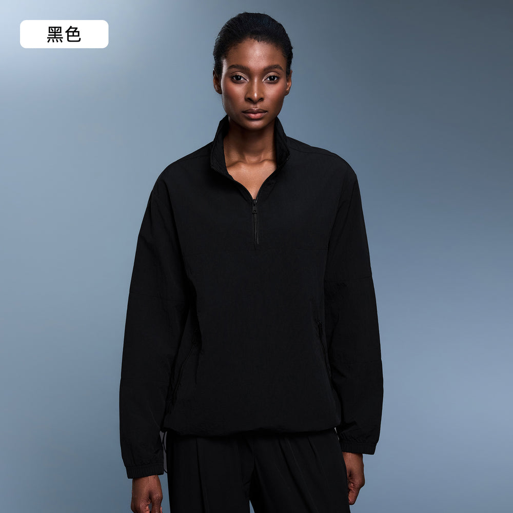 Half-zip windproof stand collar sports long sleevestops women's lightweight waterproof outdoor fitness outwearautumd25173