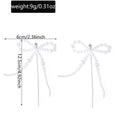 European and american cross-border retro trend imitation pearl earrings - unique irregular bow chain tassel beaded stud earrings for women