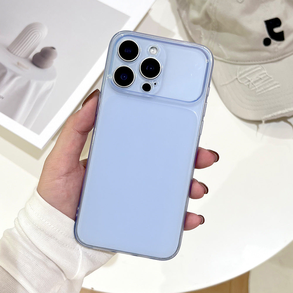 Minimalist transparent matte phone case for iphone 16/17 series, apple 15 drop-proof soft case with instant large view window