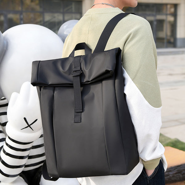 New Korean version fashion backpack, neutral large-capacity student schoolbag, men's and women's solid color anti-splashing outdoor backpack