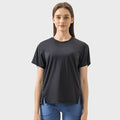 New arrivalplaid thin and breathable quick-drying yoga clothes round neck easiest for match night running reflective strips sports short-sleeved women dss059