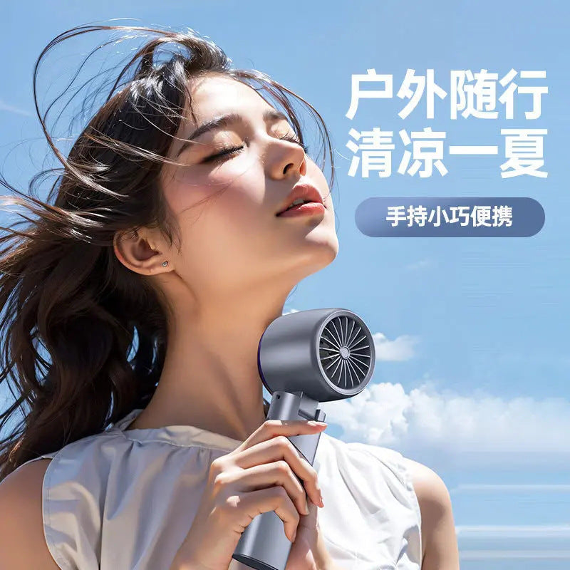 super strong wind ice compress small fan handheld charging small fan high-speed turbine digital display cooling outdoor small fan