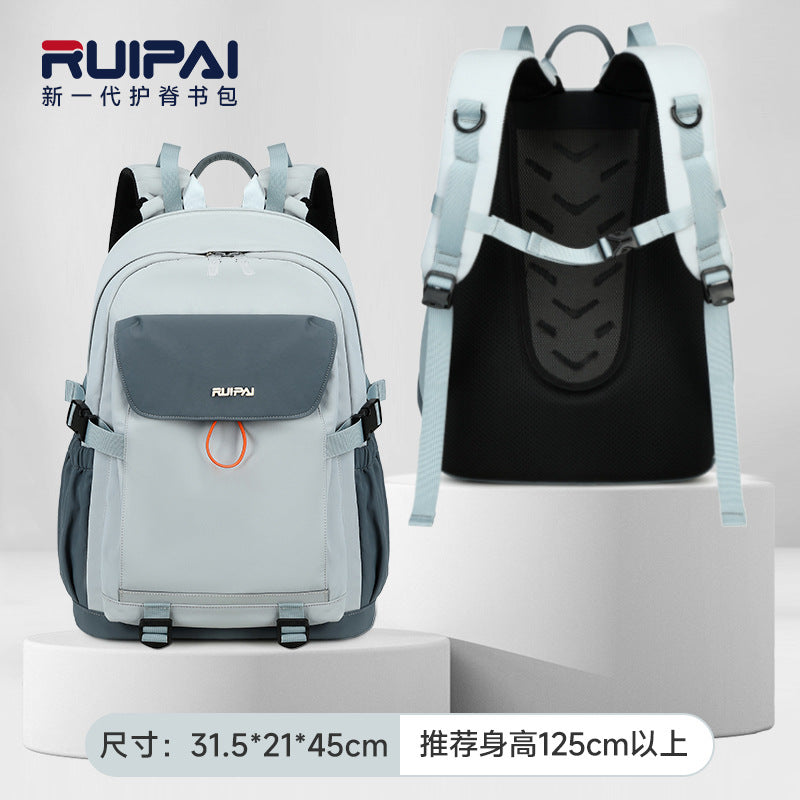 Rui brand student schoolbag simple girls new junior high school backpack large capacity men's and women's casual backpack