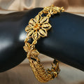 Middle eastern elegance 24k gold-plated copper rose bracelet - luxurious wide chain, perfect for weddings and valentine's day gifts
