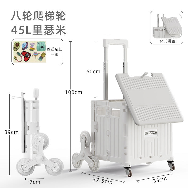 Folding trolley - lightweight rolling cart for shopping, snacks, storage, mobile camping, portable grocery shopping, and express delivery pickup