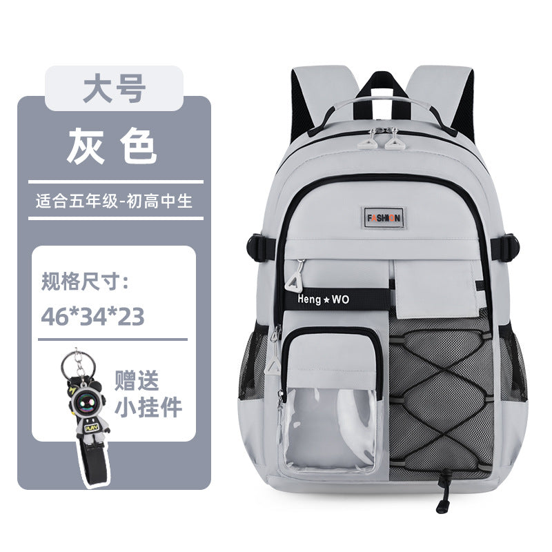 Manufacturer's new backpack for junior high school students, burden-reducing spine-protecting schoolbag for girls, high school, large-capacity men's cross-border backpack, campus style