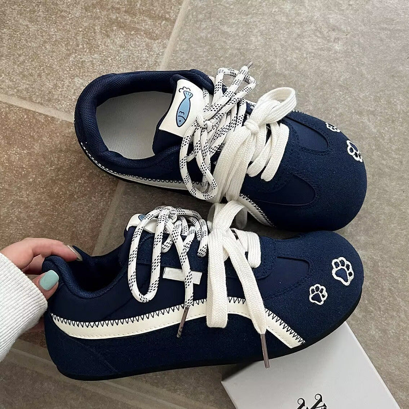 Women's german army trainers (gats) - new 2026 spring/autumn collection - retro round toe casual sneakers - versatile height increasing platform sneakers for women