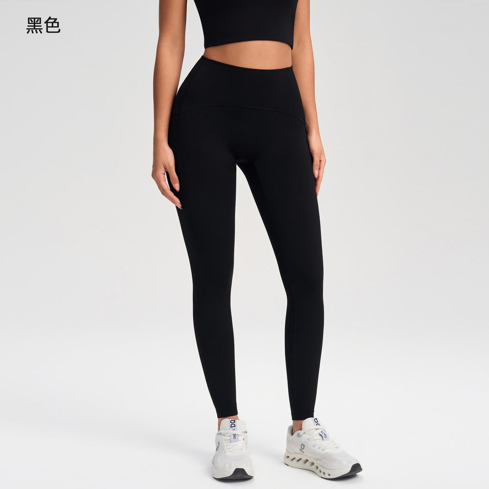 Women's yoga pants with pockets - wearable outdoors, cycling, fitness, cropped length, butt-lifting, tummy control, sports leggings - model yg-1013