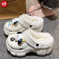 Fleece-lined cotton clogs for women, autumn and winter inner lining, 2024 new style, outer wear, height-increasing thick sole, furry cotton slippers for winter