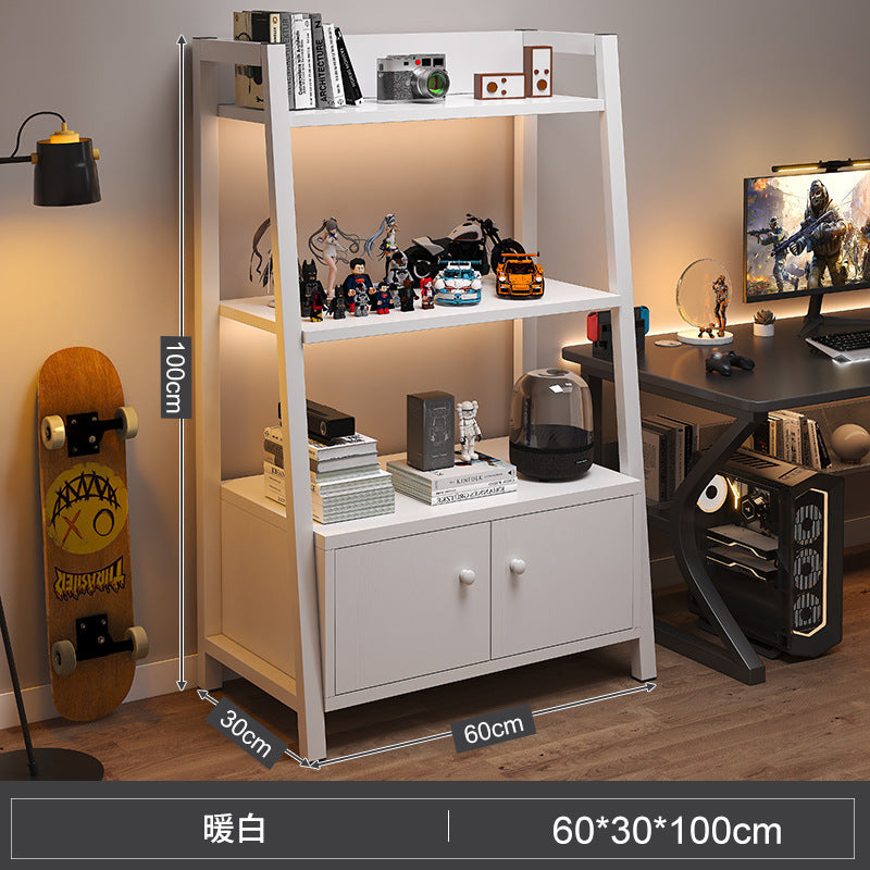 Shelf Floor-to-ceiling storage shelf Multi-layer bookshelf E-sports room Computer table Locker Wrought iron trapezoidal display shelf