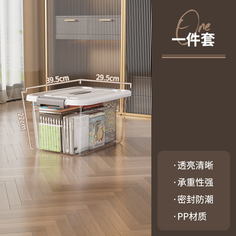 Transparent extra-large storage bin with lid - plastic household clothes organizer - oversized storage and organization box