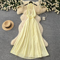 Vacation style halter pure desire dress women's spring and summer yellow a-line skirt high waist waist atmosphere fairy skirt