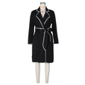spring european women's wool blend long sleeve knit turn-down collar long coat loose trench coat outerwear