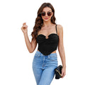 european and american women's clothing  new sexy camisole sleeveless cutout irregular solid color top outerwear