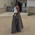 European and american cross-border women's fashion:  summer new arrivals - stylish, high-waisted, slimming, designer striped maxi midi skirt