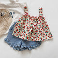 Girls'  new cartoon short-sleeve summer outfit: cute and stylish baby girl set - versatile casual top and trendy shorts