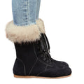 plus size  new versatile fashion casual comfortable lace-up fuzzy flat snow boots retro women's boots