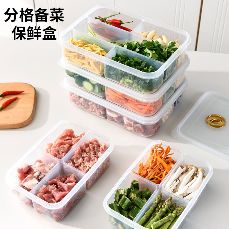 Food-grade divided crisper box, food preparation, vegetables, frozen, lidded packaging box, for home refrigerator special storage box