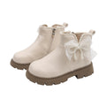 Girls' fashion bowknot princess leather ankle boots - new autumn/winter  korean style children's british-inspired martin boots - black