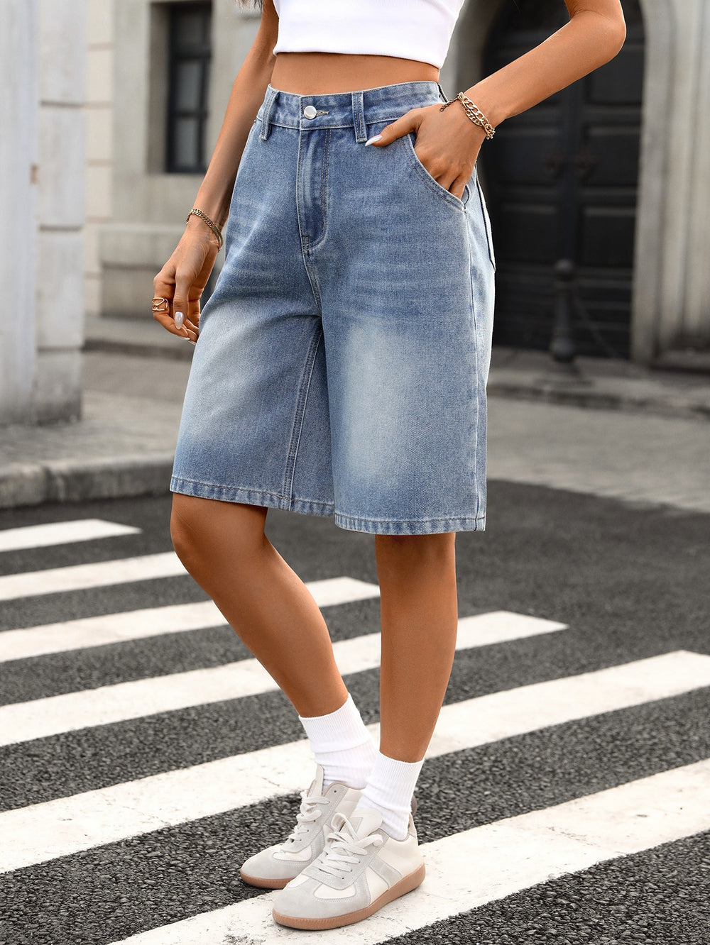 European and american clothing cross-border trade independent station  new cat whiskers fashion half length denim shorts casual pants trendy
