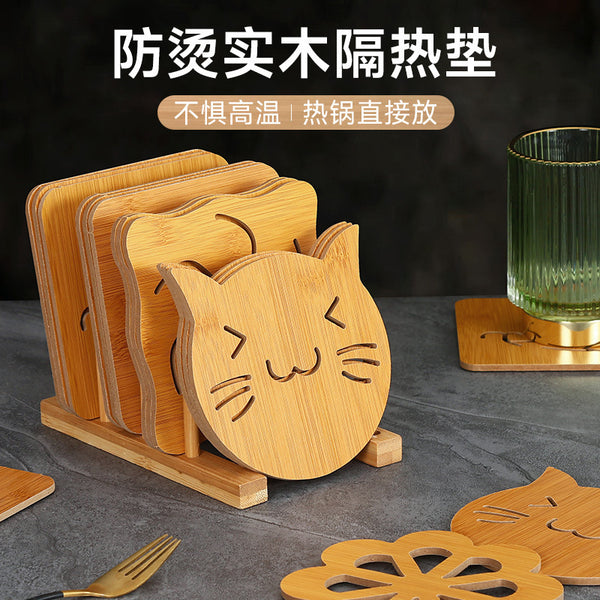 Tianlian Wooden Cartoon Heat Insulation Mat Dining Table Mat Non-slip Pot Mat Creative Cute Mat Teacup Mat Bowl Mat Coaster