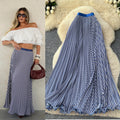 Korean style high-waisted a-line striped patchwork midi skirt - new 2025 collection, versatile striped design with a flowy drape