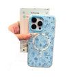 Candy color iphone 16 magnetic phone case - light blue cartoon blue cat yarn ball apple 16 cute protective cover