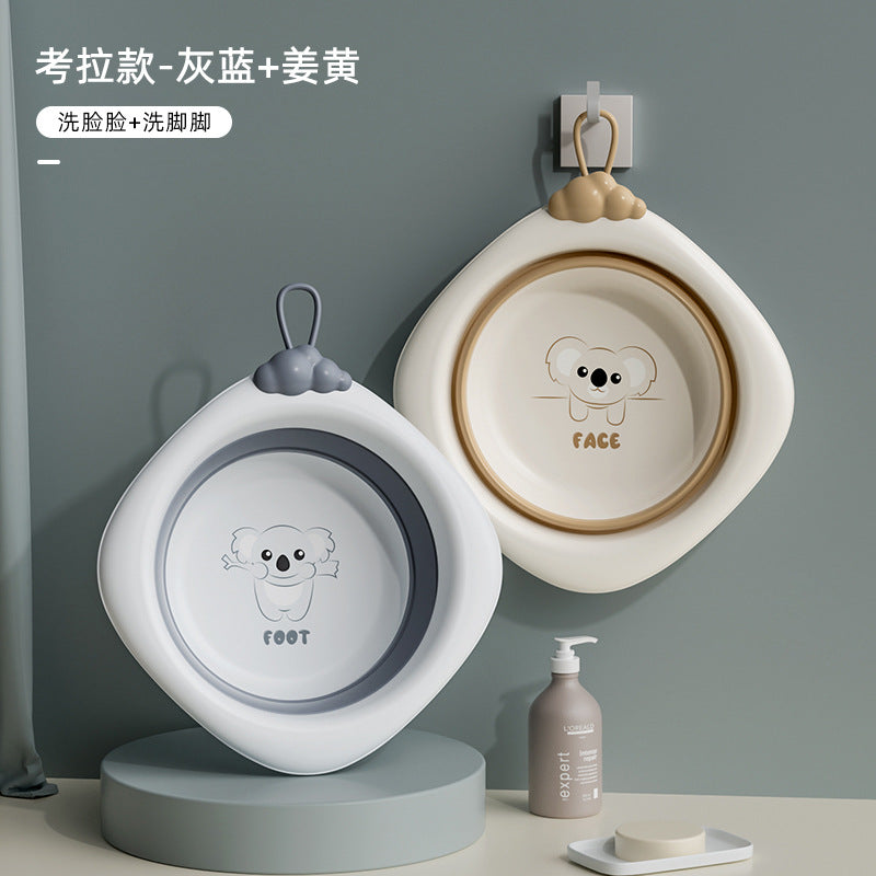 Diamond-shaped koala baby foldable wash basin - multi-purpose sink for face, bottom, and feet - newborn and infant plastic washbasin