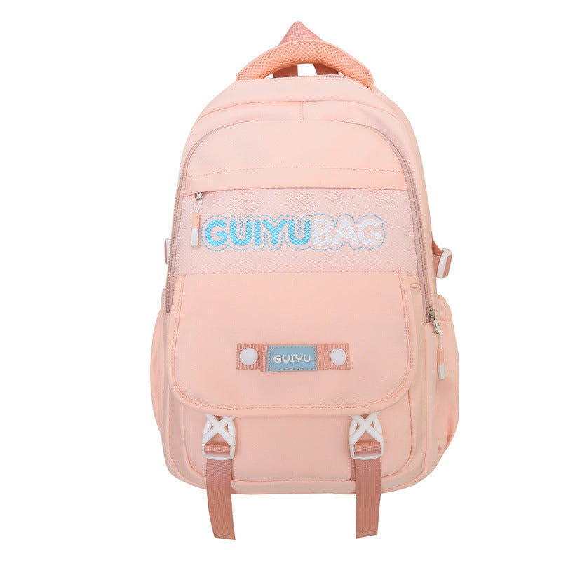 New schoolbag female middle school students simple and versatile large capacity fashion solid color backpack high school students college style backpack