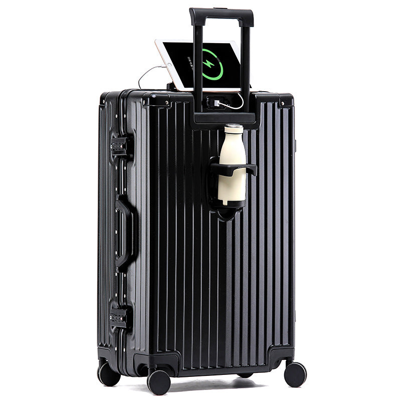 New high-value suitcase female trolley case aluminum frame universal wheel suitcase male student password case 24 leather cases