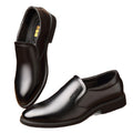 Men's leather dress shoes - soft leather, business formal, mid-aged dad shoes, soft sole, black, plus size