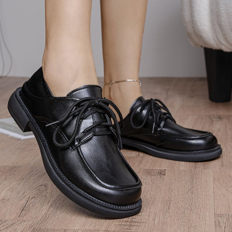 plus sizethick soletie back loafers for women spring & fallnew arrivaltie backjkflats black british small leather shoes