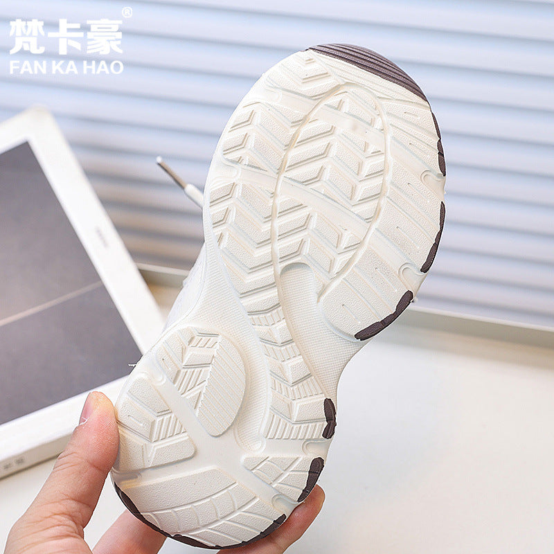 Vancahao girls' lightweight fashion sneakers,  spring/autumn new korean style kids' trendy running shoes, chunky sneakers