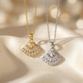 Popular internet celebrity fashionelegant copper inlaid with zirconium and full diamond shell necklace for women accessible luxuryniche style non-fading clavicle chain jewelry