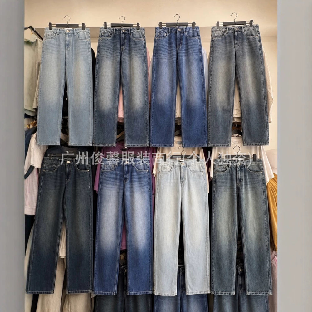 New arrival american high street menstraight-legjeanspantsin stock wholesalemen jeans wholesale