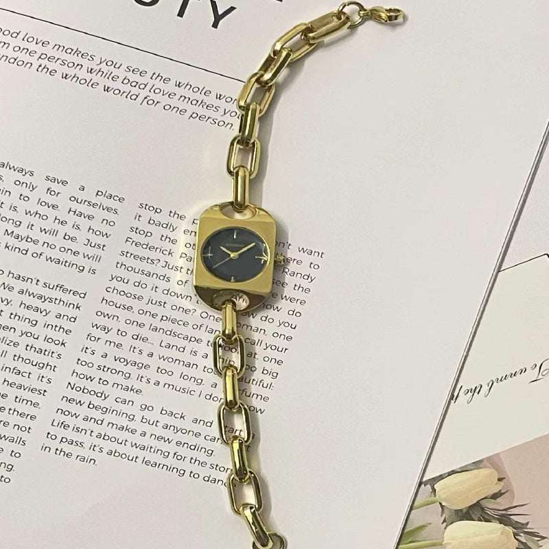 Ashinuo: chic & minimalist gold chain watch - a subtle statement piece for the modern woman (cross-border)