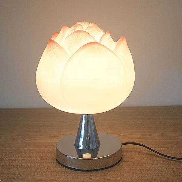 Modern chinoiserie lotus table lamp bedroom bedside lamp creative fashion art lotus kids living room ornaments decorative lamp