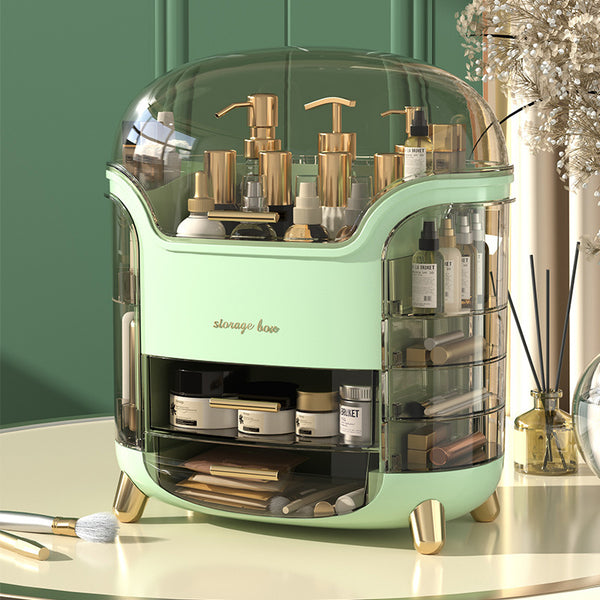 Household skin care product storage box Light luxury large capacity cosmetic storage box with lid Desktop dust-proof grid rack
